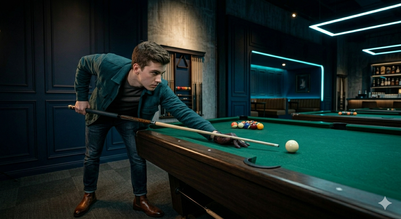 Customer bermain billiard
